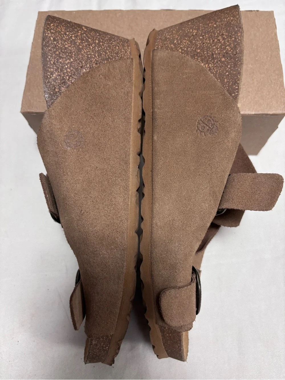 Yokono Brown Suede Double-Buckle Slide Sandals size 8